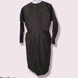 Women's modest star pattern button dress